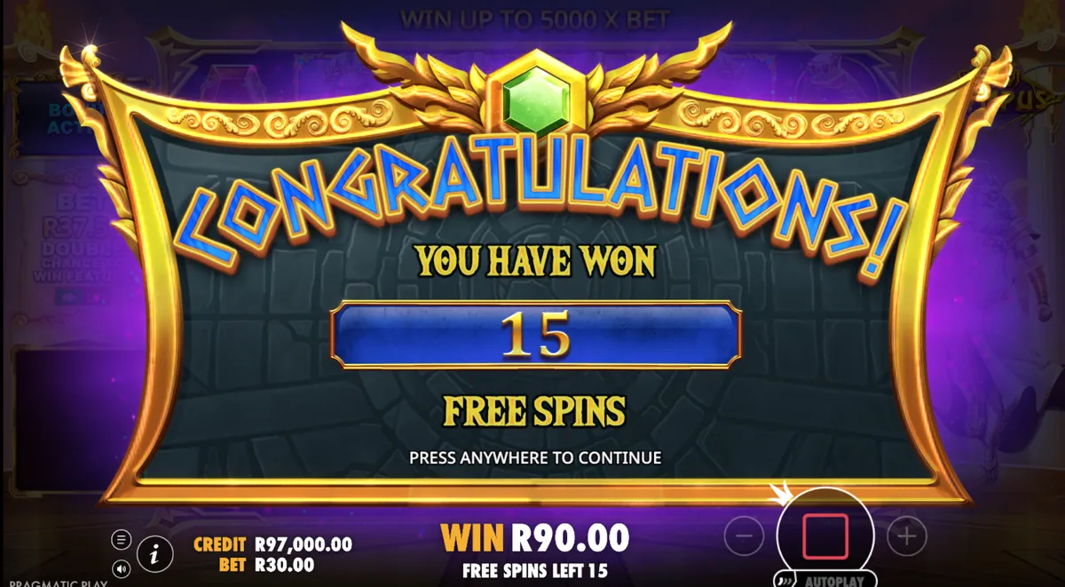 Gates of Olympus free spins feature